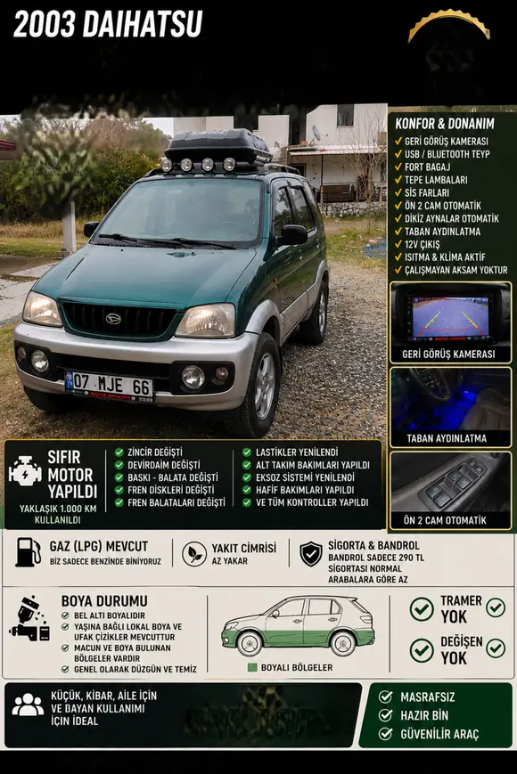 2003 Daihatsu Terios 1.3 benzinli yarı Otomatik arazi, SUV, Pick-up - Fotoğraf 1