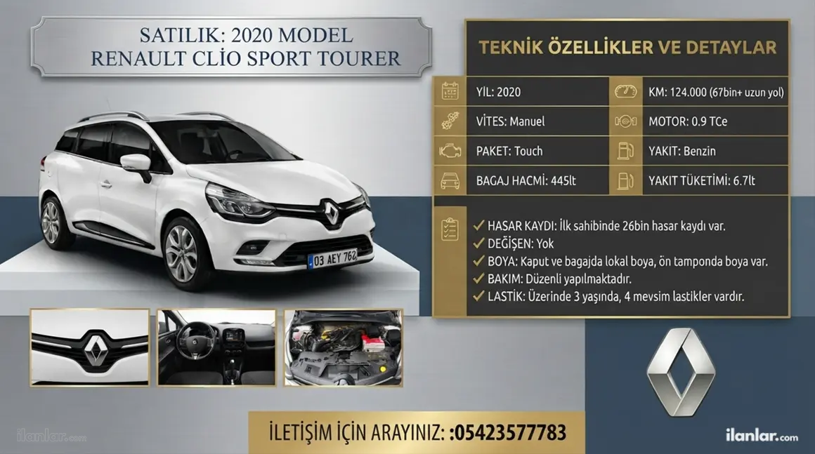 2020 Renault Clio 0.9 TCe Sport Tourer benzinli manuel otomobil - Fotoğraf 1
