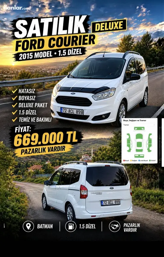2015 Ford Tourneo Courier 1.5 TDCi dizel manuel minivan & Panelvan - Fotoğraf 1