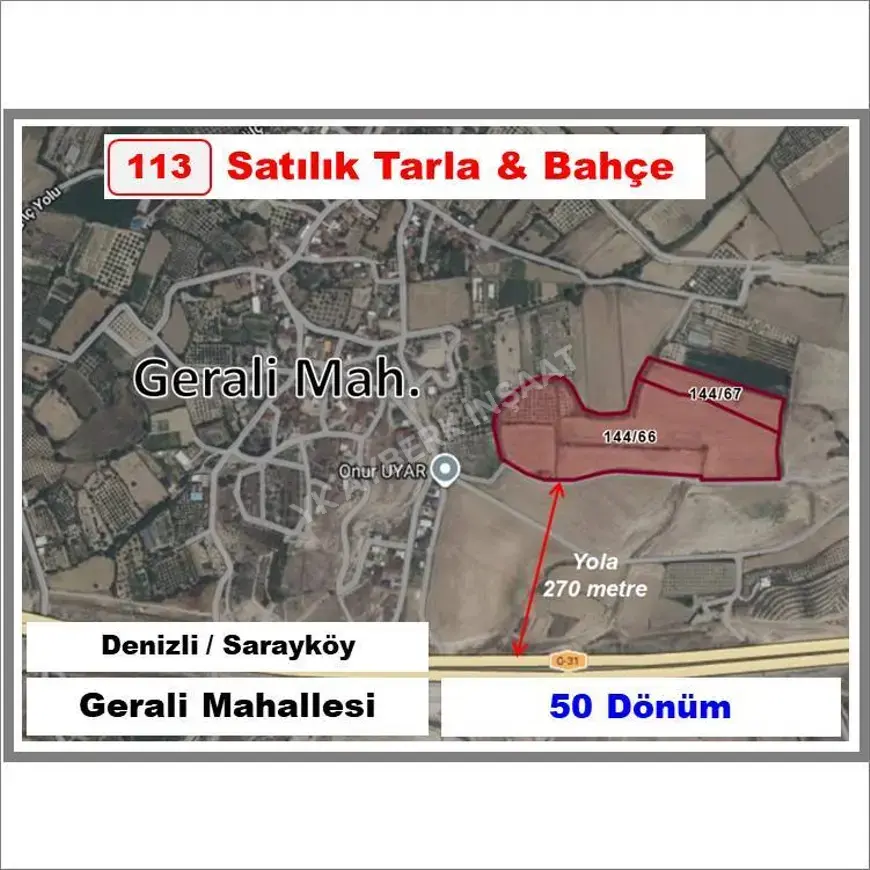 Denizli Sarayköy Gerali Mahallesi 56.122 m² satılık bağ & Bahçe arsa - Fotoğraf 1