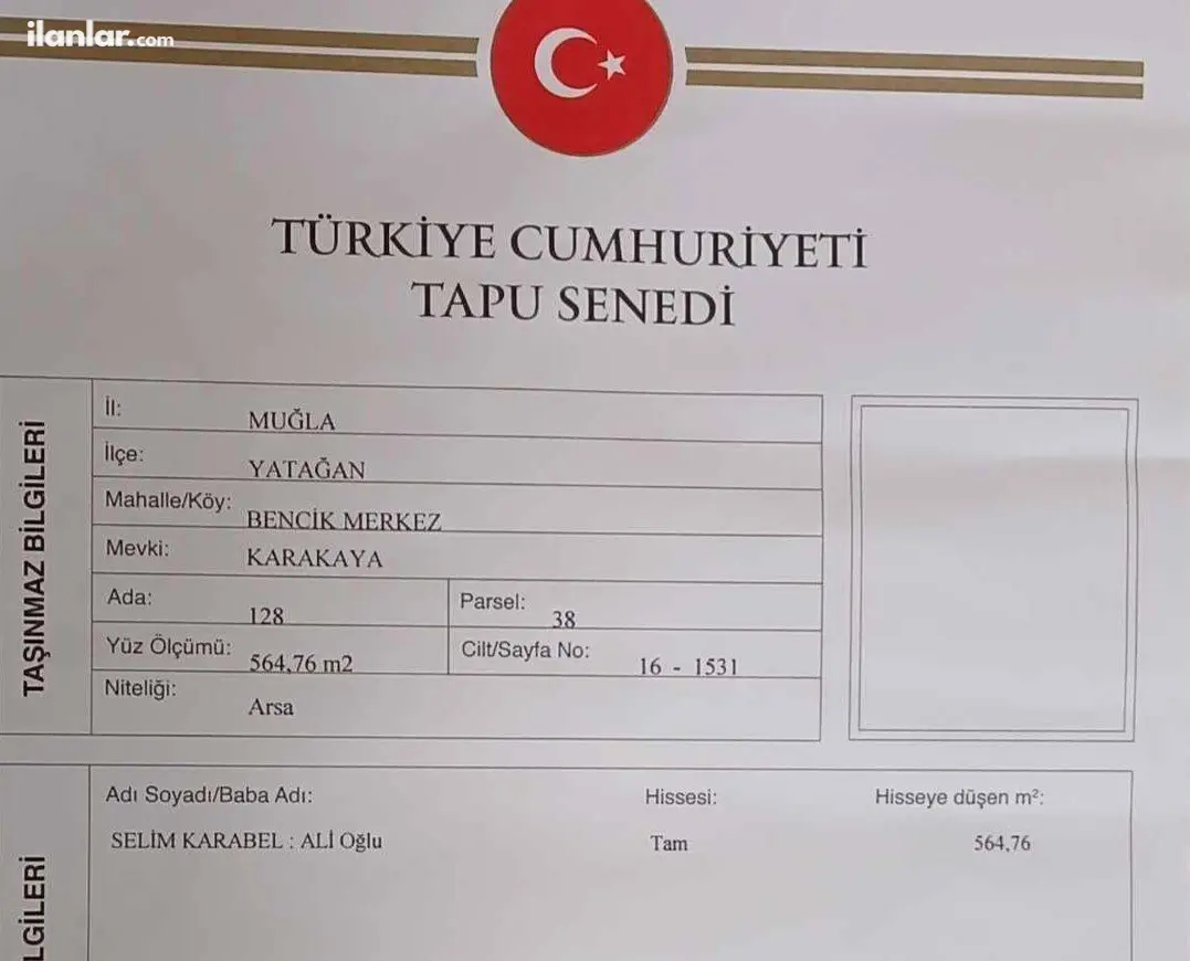 Muğla Milas Ahmetçavuş-Hayıtlı Mahallesi 565 m² satılık konut arsa - Fotoğraf 1