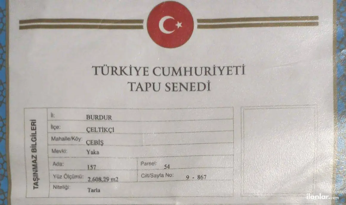 Burdur Çeltikçi Çebiş, Bucak Çay Kenarı Mahallesi 2.608 m² satılık tarla arsa - Fotoğraf 1