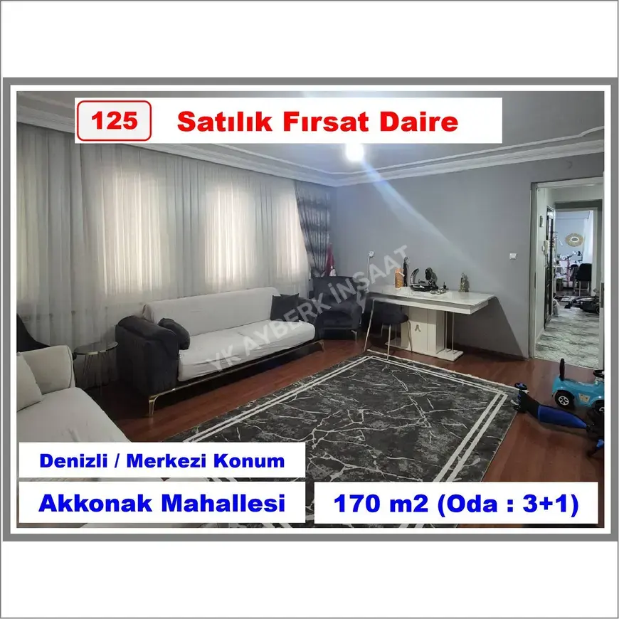 Denizli Merkezefendi Akkonak Mahallesi 3+1 185 m² satılık daire - Fotoğraf 1