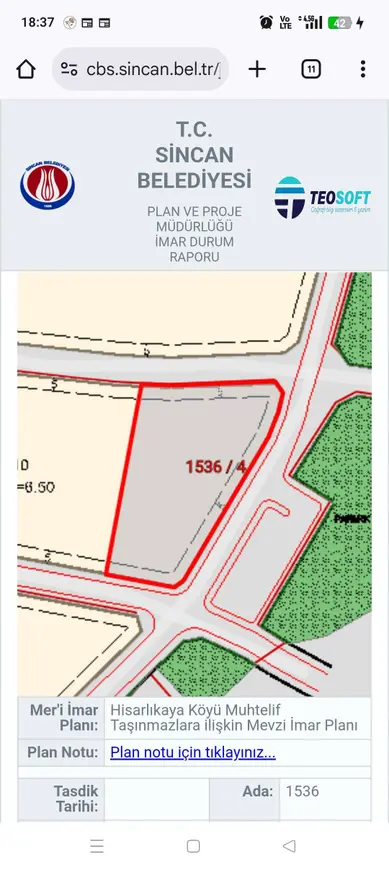 Ankara Sincan Hisarlıkaya Mahallesi 512 m² satılık villa arsa - Fotoğraf 1