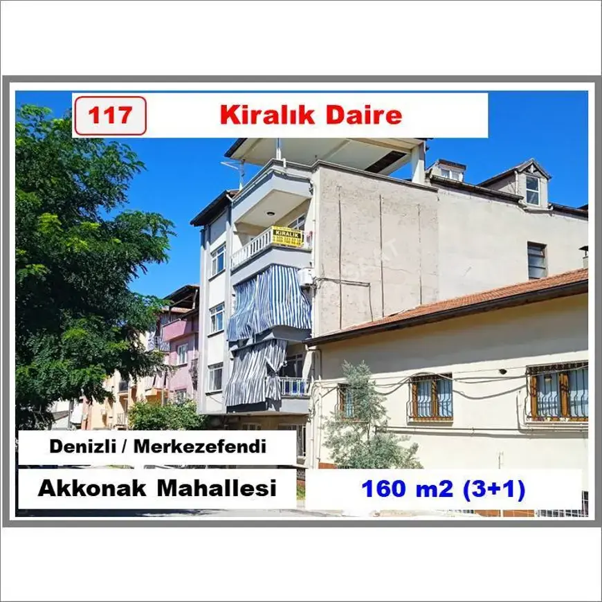 Denizli Merkezefendi Akkonak Mahallesi 3+1 160 m² kiralık daire - Fotoğraf 1