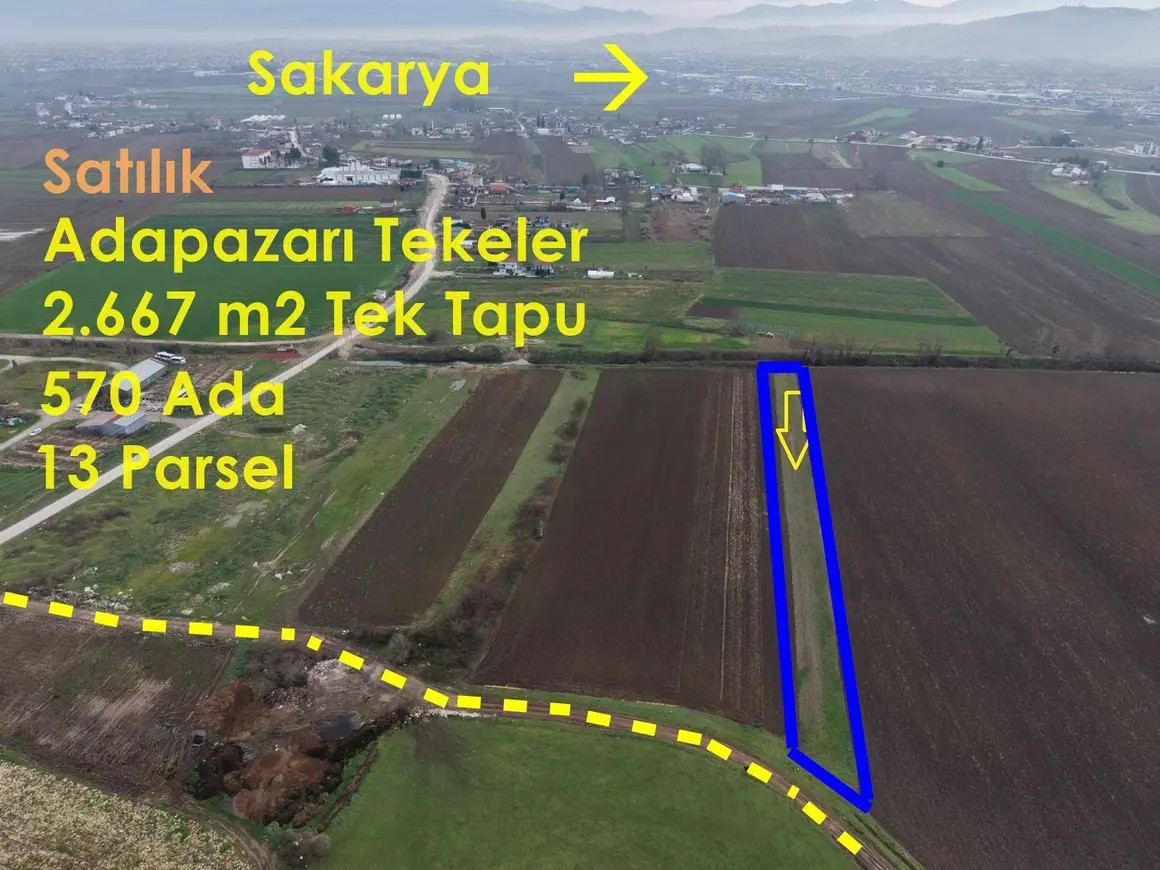Sakarya Adapazarı Tekeler Mahallesi 2.670 m² satılık tarla arsa - Fotoğraf 1