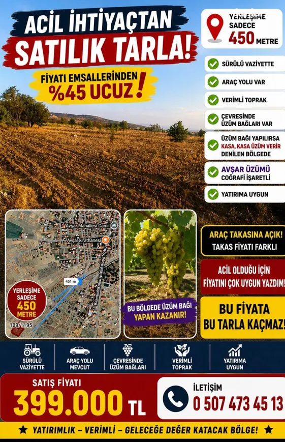 Denizli Acıpayam Avşar Mahallesi 2.848 m² satılık tarla arsa - Fotoğraf 1