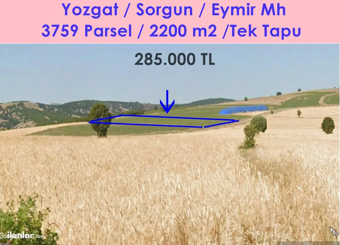 Yozgat Sorgun Eymir, Çarşıbaşı Mahallesi 2.200 m² satılık arazi arsa - Fotoğraf 1