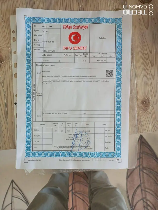 Tekirdağ Saray Çukuryurt Mahallesi 5.000 m² satılık tarla arsa - Fotoğraf 1