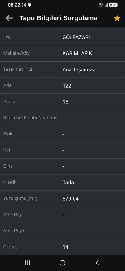 Bilecik Gölpazarı Kasımlar Köyü Mahallesi 879 m² satılık tarla arsa - Fotoğraf 1