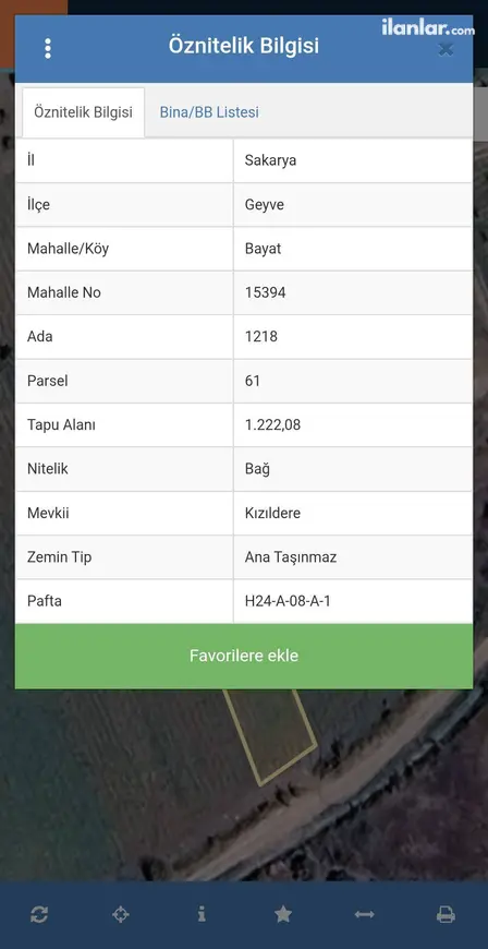 Sakarya Geyve Bayat Mahallesi 1.222 m² satılık tarla arsa - Fotoğraf 1