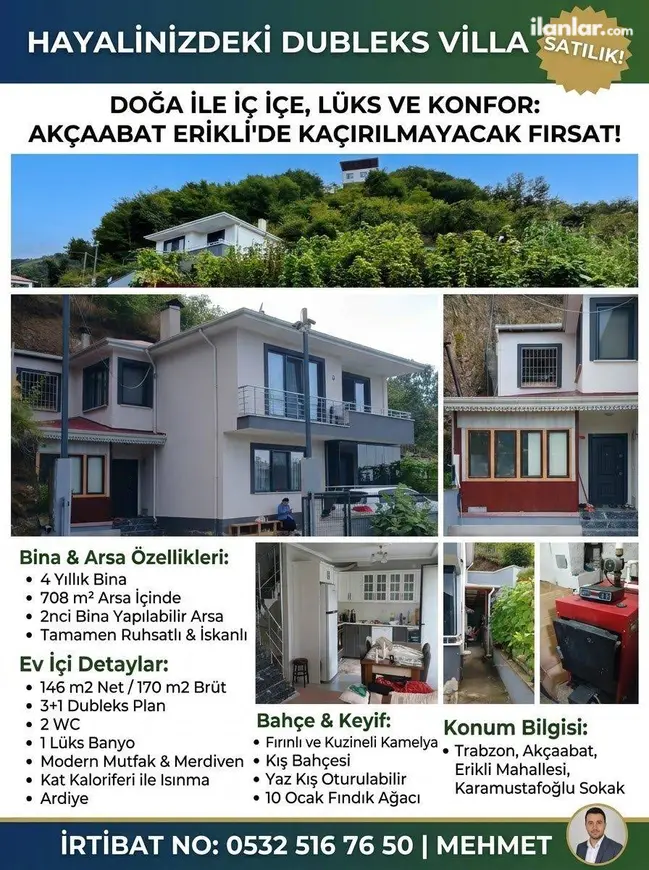 Trabzon Akçaabat Dörtyol Mahallesi 3+1 170 m² satılık müstakil Ev - Fotoğraf 1