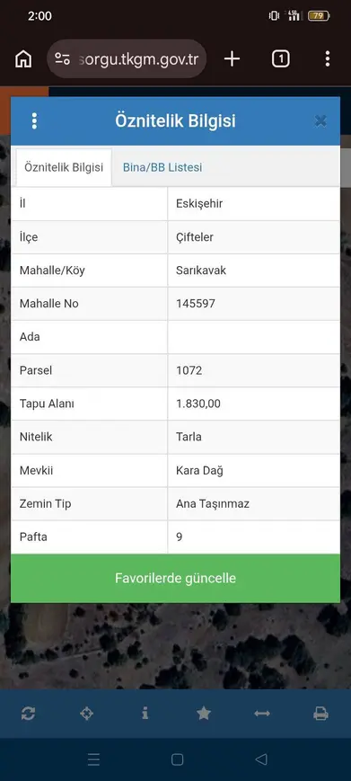 Eskişehir Çifteler Sarıkavak Mahallesi 1.830 m² satılık tarla arsa - Fotoğraf 1