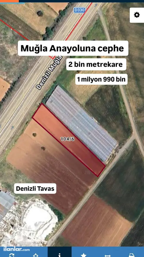 Denizli Tavas Orta Mahallesi 2.000 m² satılık tarla arsa - Fotoğraf 1