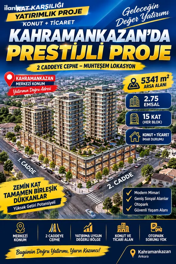 Ankara Kahramankazan Atatürk Mahallesi 5.341 m² satılık ticari + Konut arsa - Fotoğraf 1