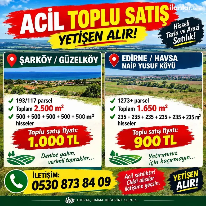 Tekirdağ Şarköy Güzelköy Mahallesi 2.500 m² satılık bağ & Bahçe arsa - Fotoğraf 1