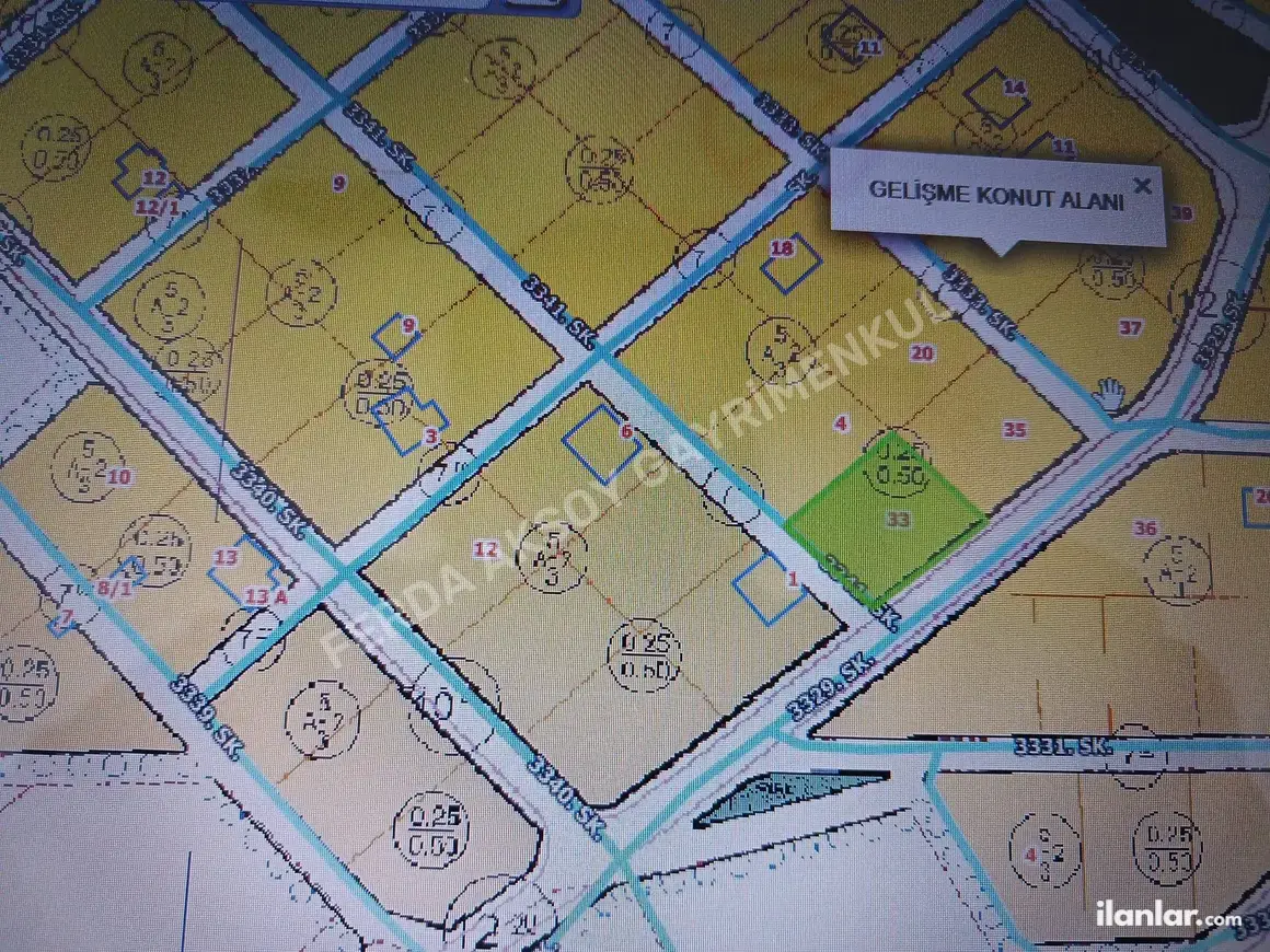 Kayseri Melikgazi Sarımsaklı Mahallesi 950 m² satılık villa arsa - Fotoğraf 1