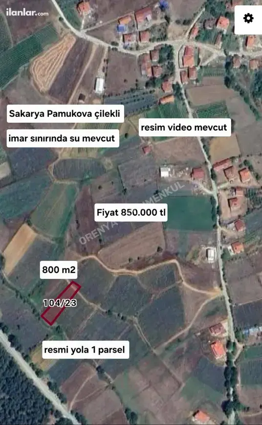 Sakarya Pamukova Çilekli Mahallesi 795 m² satılık tarla arsa - Fotoğraf 1