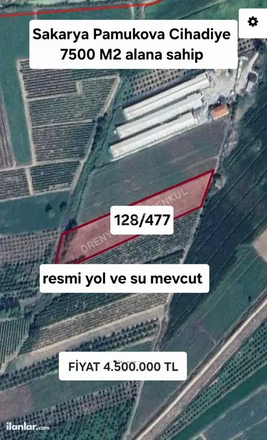 Sakarya Pamukova Cihadiye Mahallesi 7.500 m² satılık tarla arsa - Fotoğraf 1