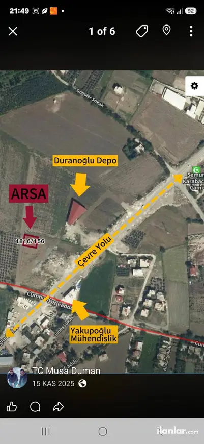 Osmaniye Düziçi Kurtuluş Mahallesi 521 m² satılık muhtelif Arsa arsa - Fotoğraf 1