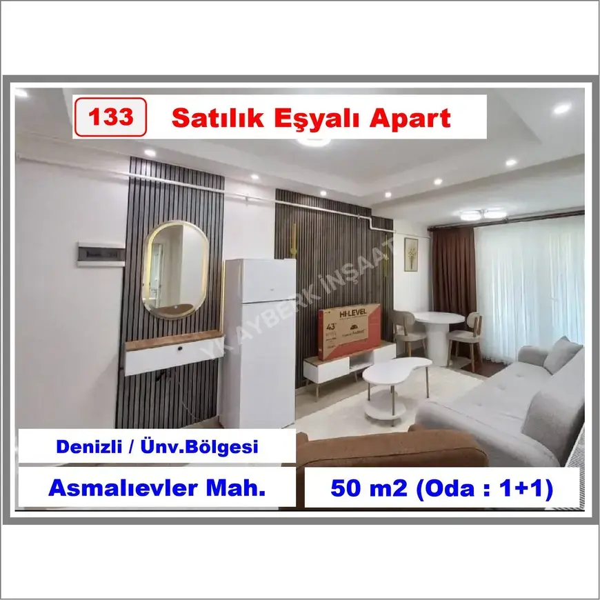 Denizli Pamukkale Asmalıevler Mahallesi 1+1 50 m² satılık daire - Fotoğraf 1