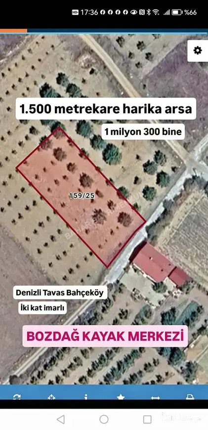 Denizli Tavas Bahçeköy Mahallesi 1.500 m² satılık konut arsa - Fotoğraf 1