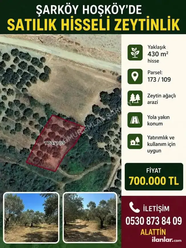 Tekirdağ Şarköy Hoşköy Mahallesi 430 m² satılık bağ & Bahçe arsa - Fotoğraf 1