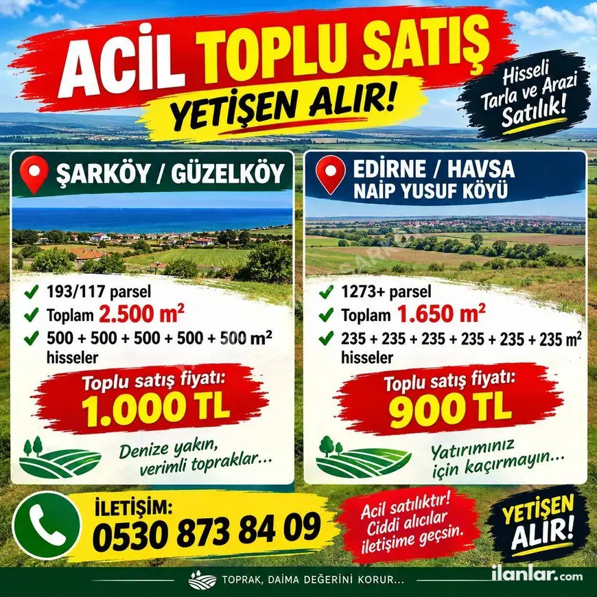 Tekirdağ Şarköy Güzelköy Mahallesi 2.500 m² satılık bağ & Bahçe arsa - Fotoğraf 1
