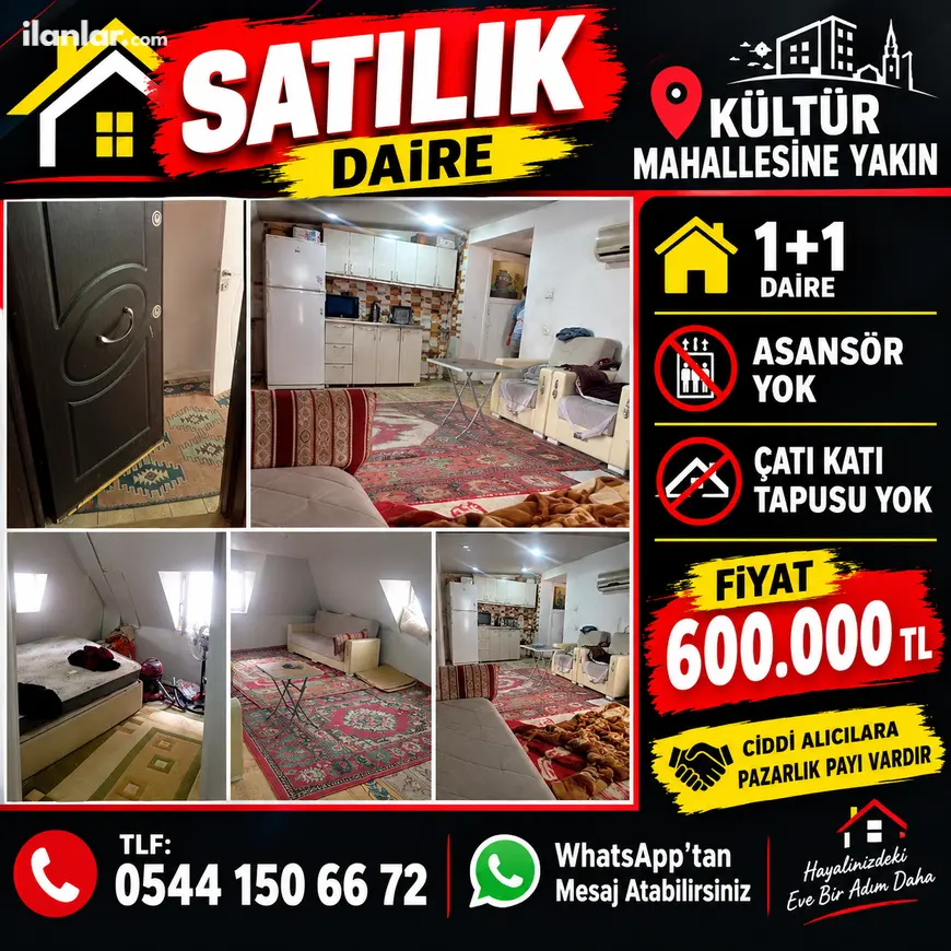 Batman Merkez Kültür Mahallesi 1+1 1 m² satılık daire - Fotoğraf 1
