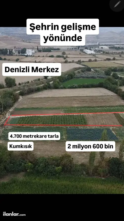 Denizli Merkezefendi Yeşilyayla Mahallesi 4.700 m² satılık tarla arsa - Fotoğraf 1