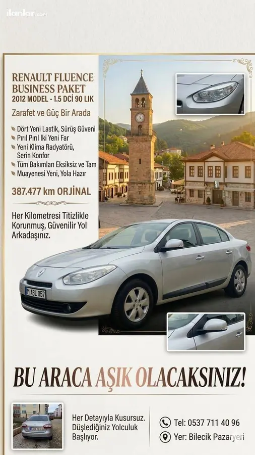 2012 Renault Fluence 1.5 dCi dizel manuel otomobil - Fotoğraf 1