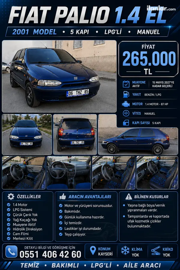 2001 Fiat Palio 1.4 lPG manuel otomobil - Fotoğraf 1