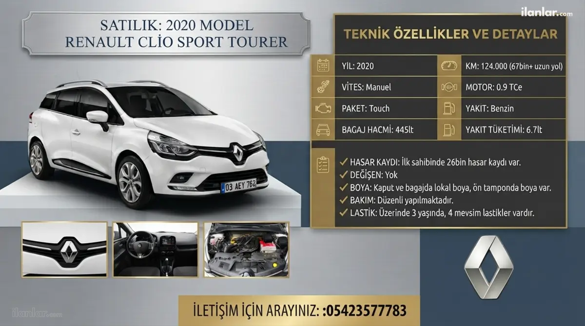 2020 Renault Clio 0.9 TCe Sport Tourer benzinli manuel otomobil - Fotoğraf 1