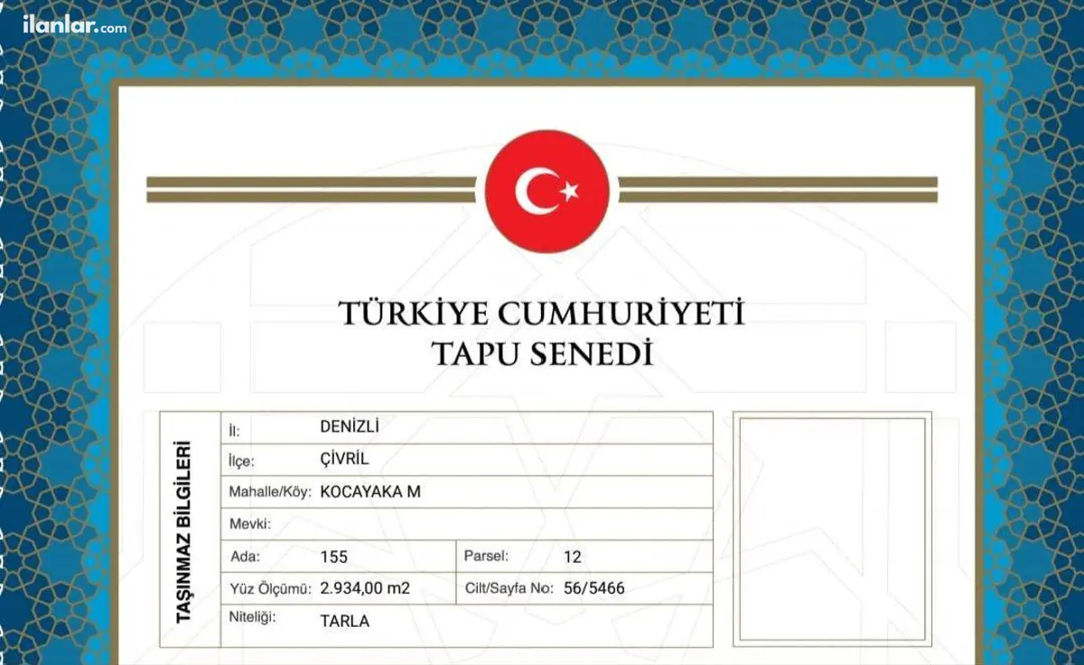 Denizli Çivril Kocayaka Mahallesi 2.934 m² satılık tarla arsa - Fotoğraf 1