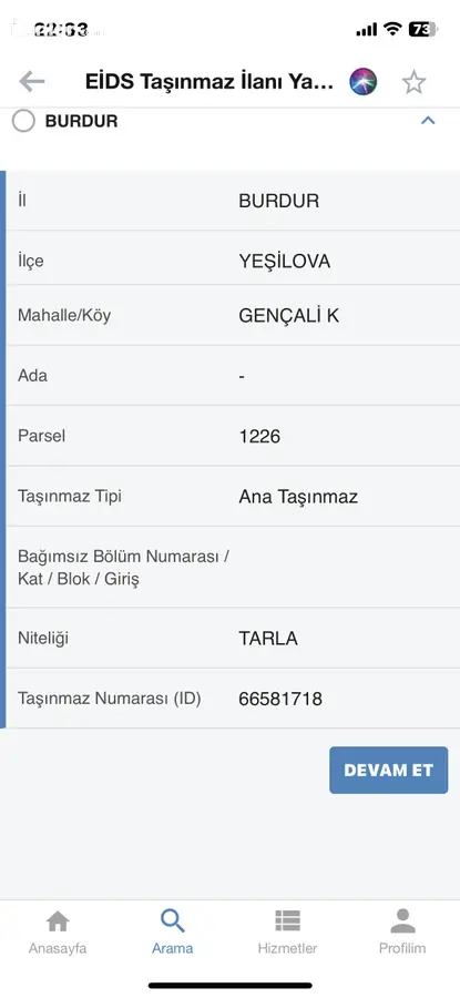 Burdur Yeşilova Gençali Köyü Mahallesi 1.100 m² satılık tarla arsa - Fotoğraf 3