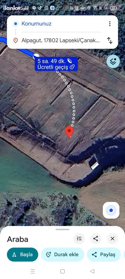 Çanakkale Lapseki Alpagut Köyü Mahallesi 478 m² satılık tarla arsa - Fotoğraf 1
