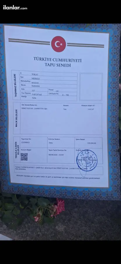Tokat Merkez Madas Köyü Mahallesi 3.437 m² satılık tarla arsa - Fotoğraf 2