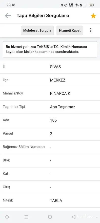 Sivas Merkez Pınarca Köyü Mahallesi 6.386 m² satılık tarla arsa - Fotoğraf 1