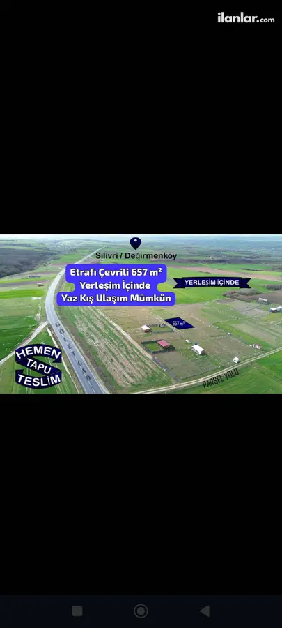 İstanbul Silivri Fevzipaşa Mahallesi 657 m² satılık tarla arsa - Fotoğraf 1