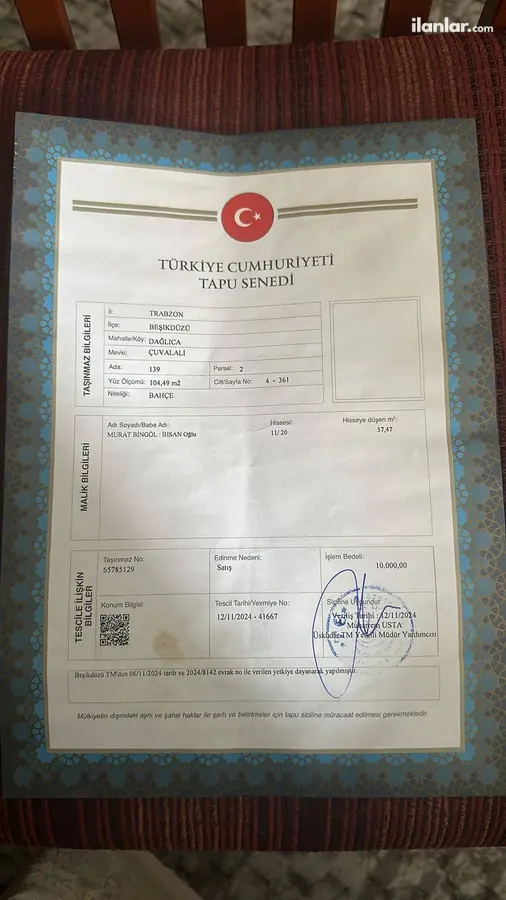 Trabzon Beşikdüzü Dağlıca Mahallesi 58 m² satılık tarla arsa - Fotoğraf 3