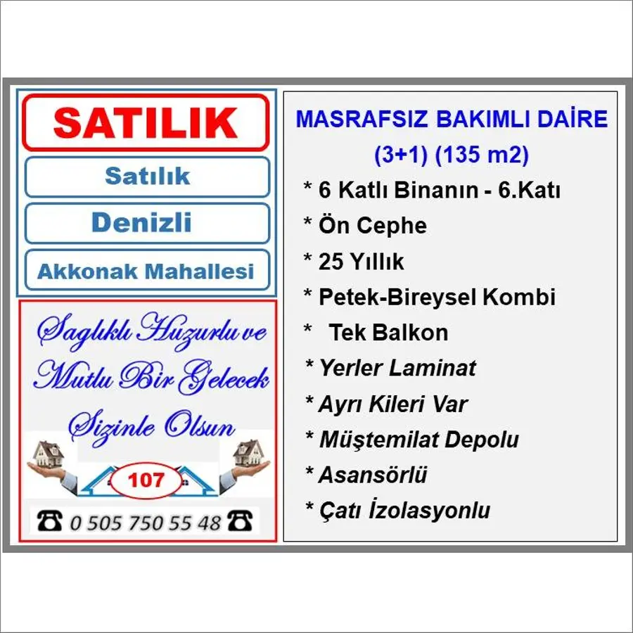 Denizli Merkezefendi Akkonak Mahallesi 3+1 135 m² satılık daire - Fotoğraf 2