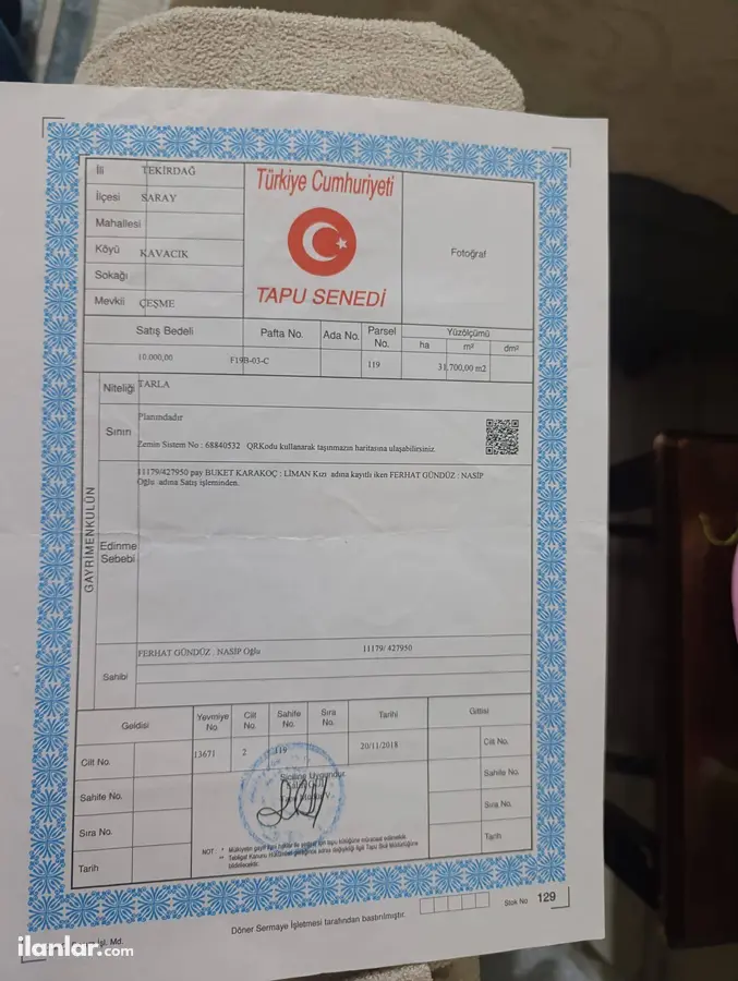 Tekirdağ Saray Kavacık Mahallesi 828 m² satılık tarla arsa - Fotoğraf 2