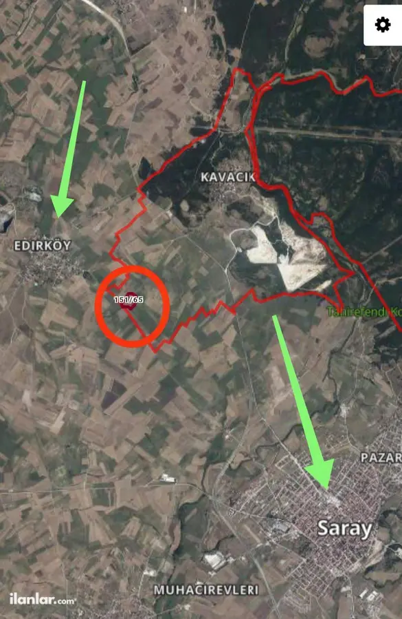 Tekirdağ Saray Kavacık Mahallesi 828 m² satılık tarla arsa - Fotoğraf 1