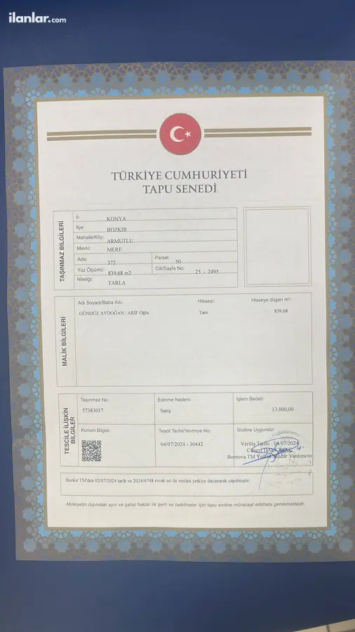 Eskişehir Çifteler Sarıkavak Mahallesi 1.830 m² satılık tarla arsa - Fotoğraf 1