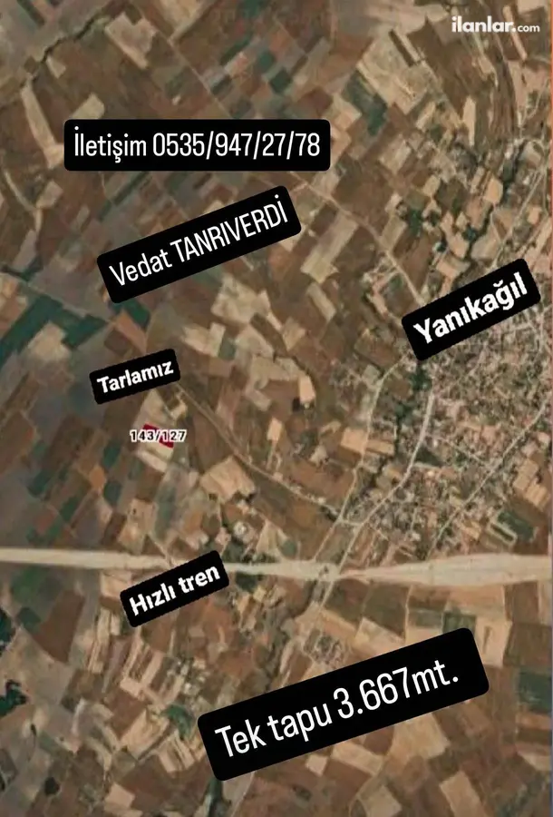 Tekirdağ Kapaklı Yanıkağıl Mahallesi 3.667 m² satılık tarla arsa - Fotoğraf 1