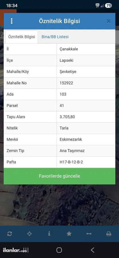 Çanakkale Lapseki Şevketiye Köyü Mahallesi 3.705 m² satılık özel Kullanım arsa - Fotoğraf 1