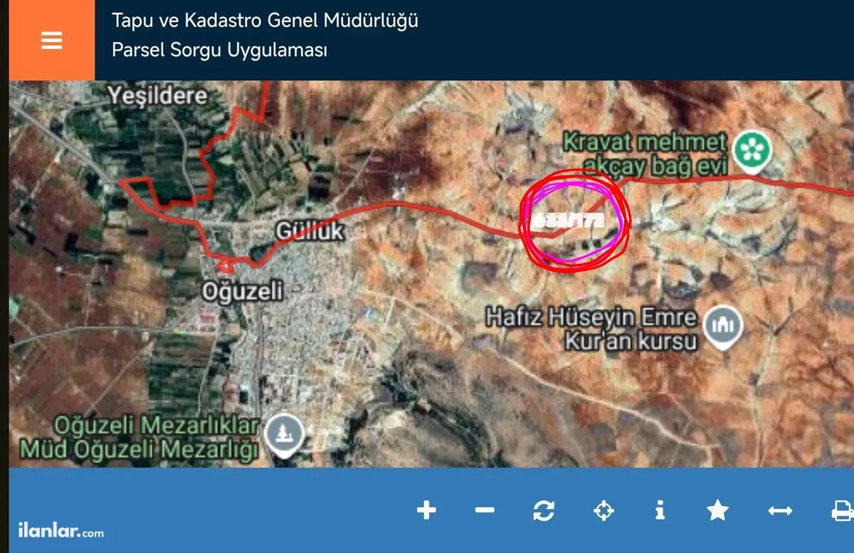 Gaziantep Oğuzeli Subaşı Mahallesi 1.200 m² satılık zeytinlik arsa - Fotoğraf 1