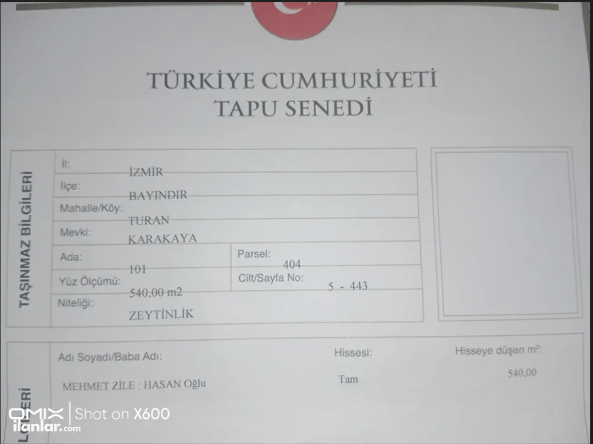 İzmir Bayındır Turan Mahallesi 540 m² satılık bağ & Bahçe arsa - Fotoğraf 3