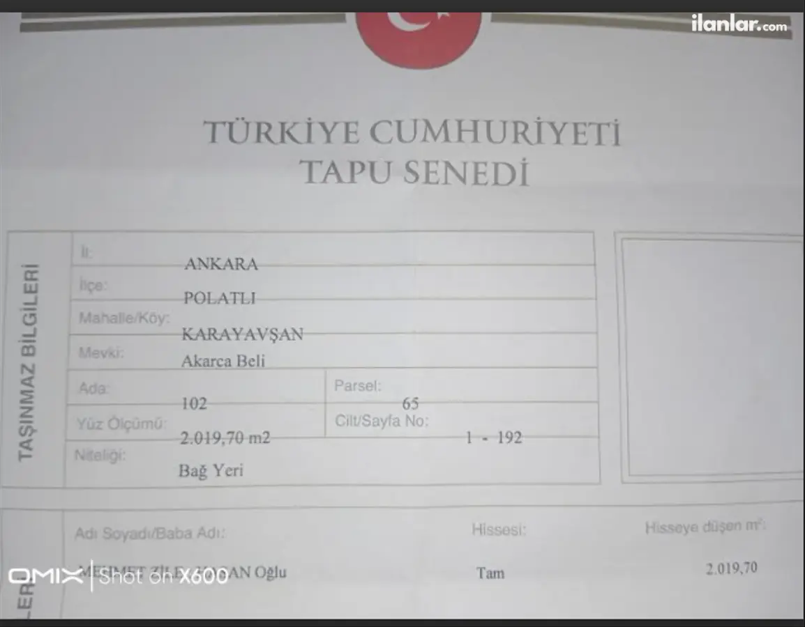 Ankara Polatlı Karayavşan Mahallesi 2.020 m² satılık çiftlik arsa - Fotoğraf 3