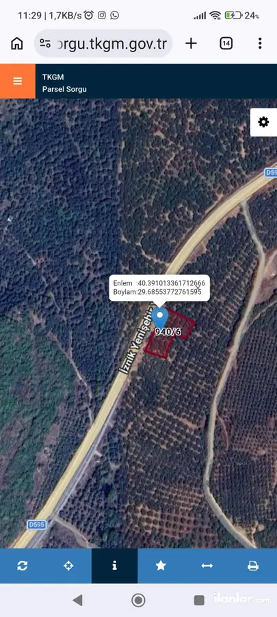 Bursa İznik Derbent Mahallesi 312 m² satılık zeytinlik arsa - Fotoğraf 1